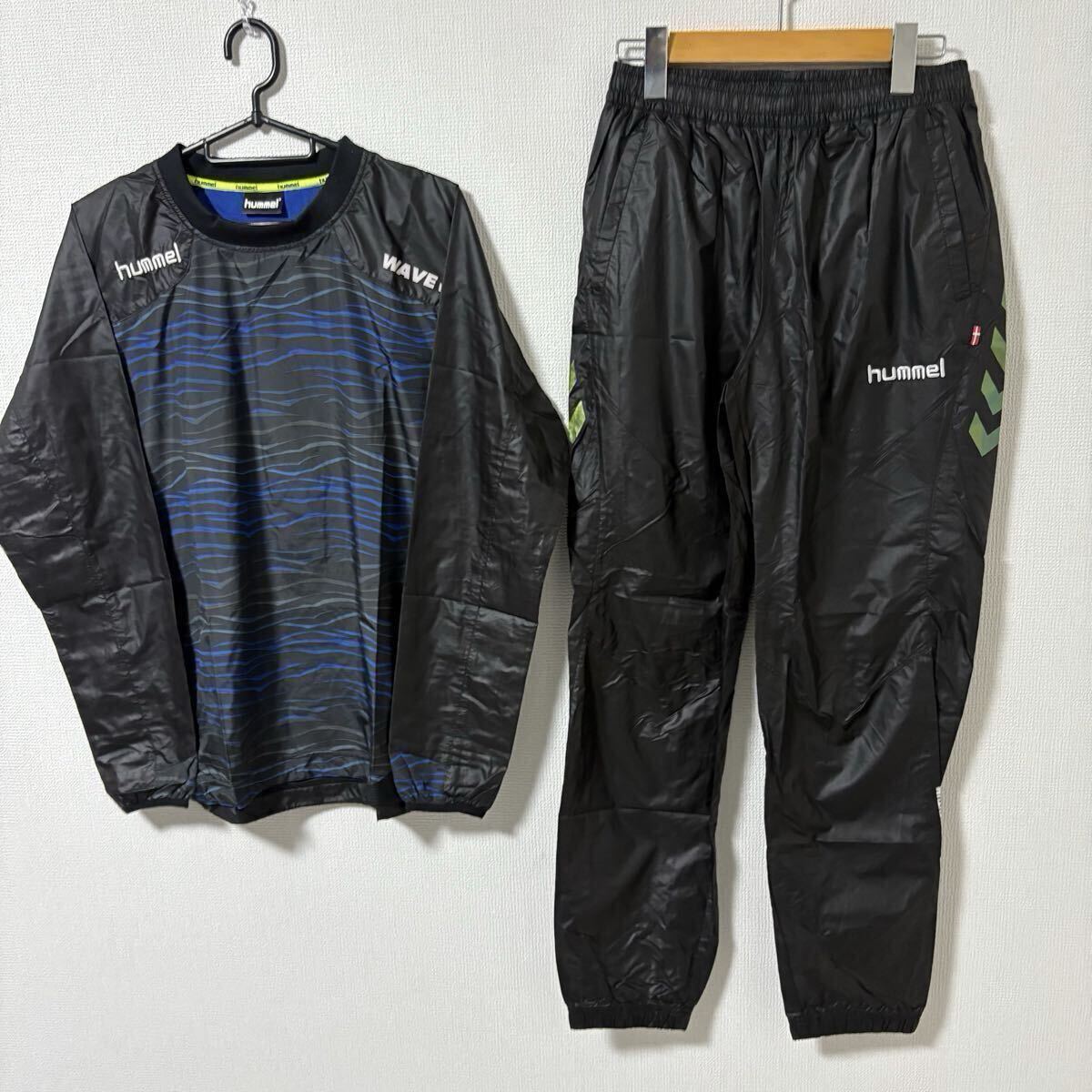 【人気】hummel ウインドブレーカー 上下セット　ピステ ヒュンメル　ブラック フットサル サッカー スポーツウェア　トレーニングウェア