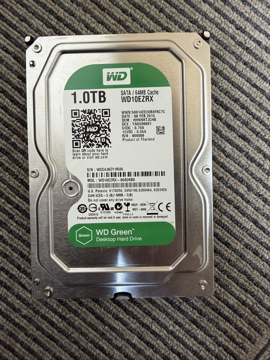 HDD 1TB 3.5インチハードディスク / Crystal DiskInfo / 健康状態 注意/65212時間/ Western Digital WD Green / WDC WD10EZRX-00A3KB0