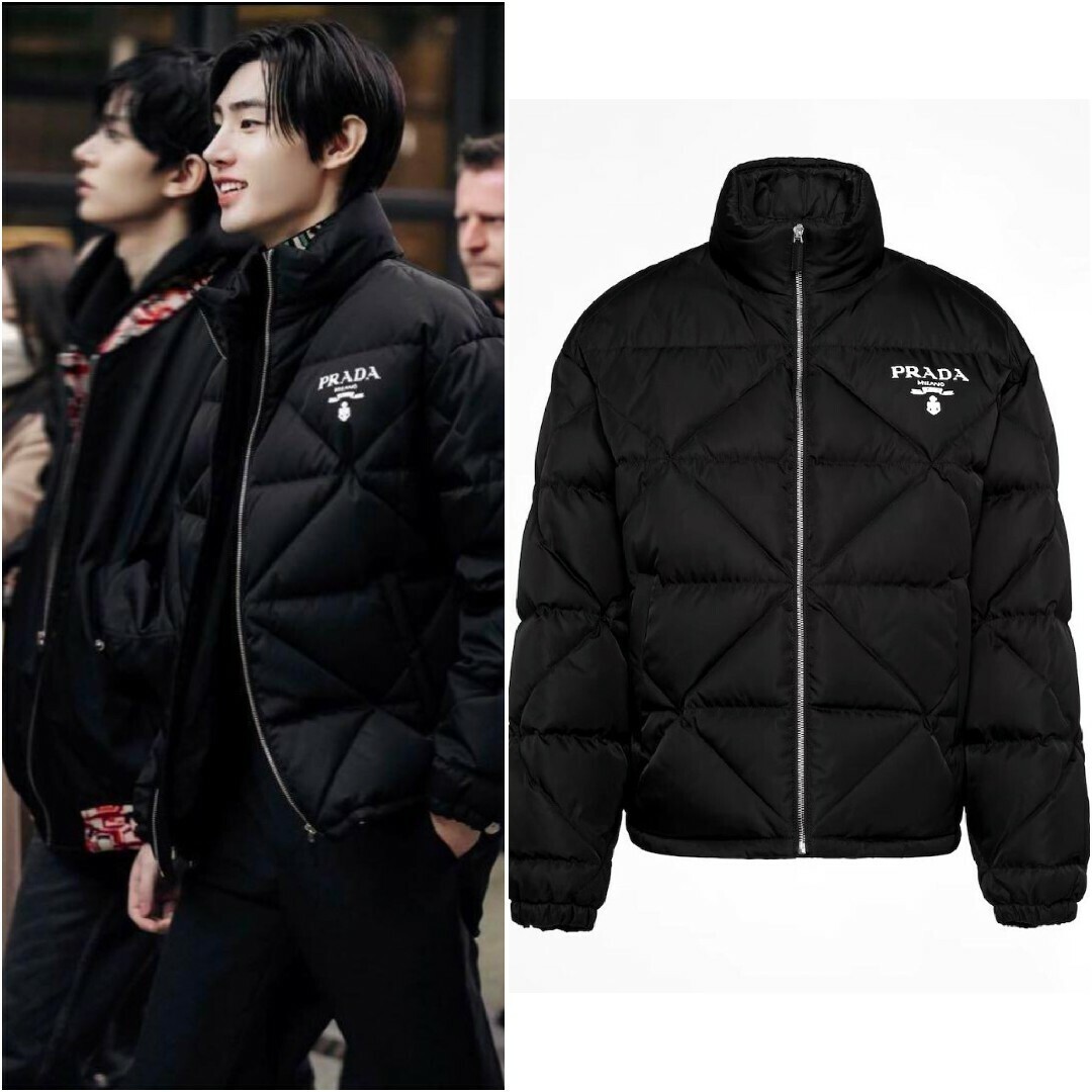 定価43万円 プラダ リナイロン ロゴ ダウンジャケット XS ブラック PRADA 黒 コート ニット バッグ Re Nyron 44 46 キルティング