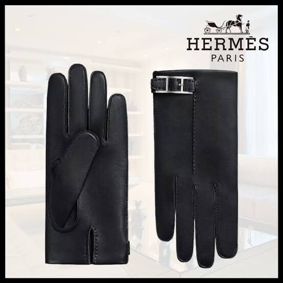 顧客オーダー品 エルメス 本革 Hバックル ブラック 手袋 サイズ7.5 HERMES レザー 黒 ラムレザー 羊革 レザーグローブ Hロゴ バッグ