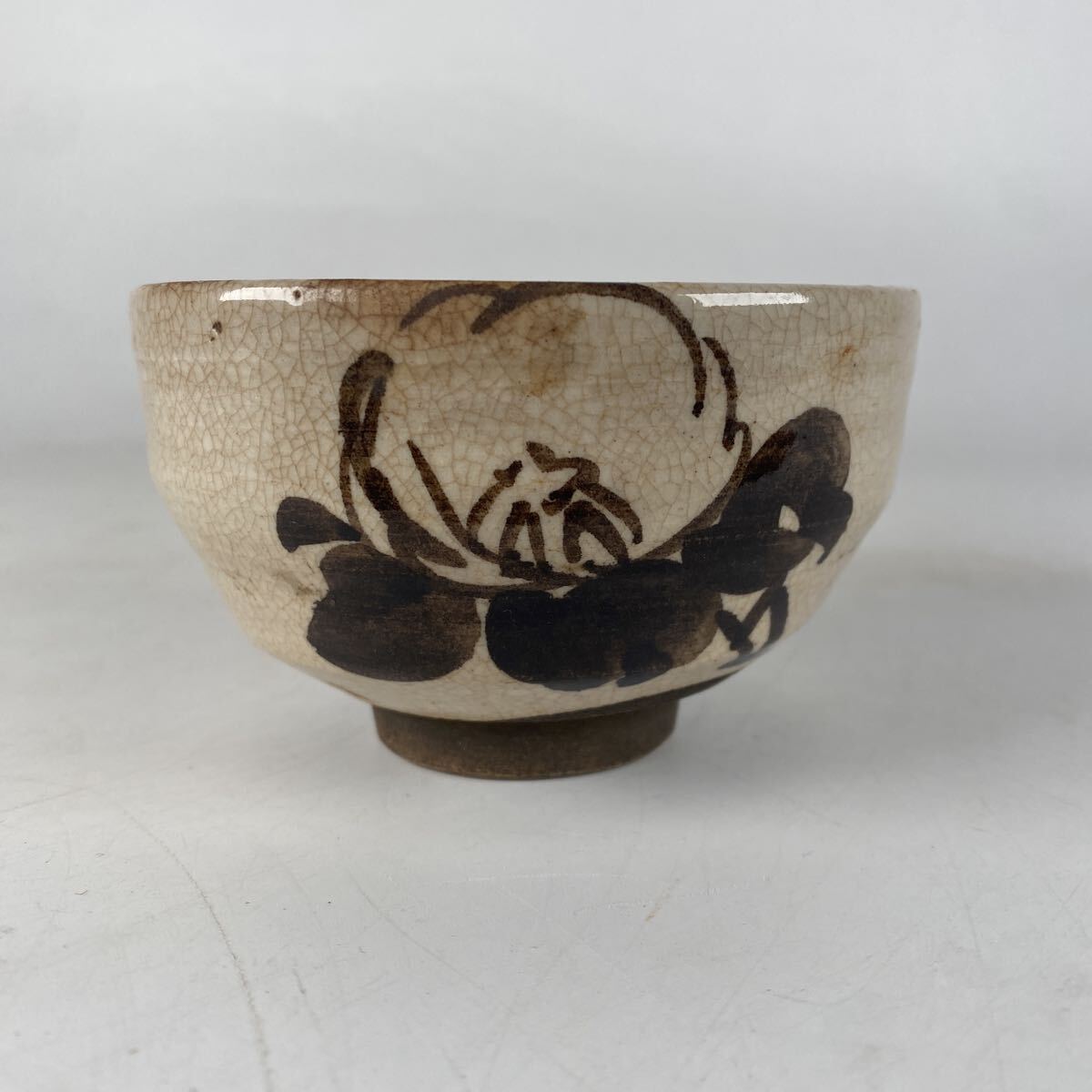 旧家整理品 絵唐津 鉄絵 古唐津 名工 尾形乾山 茶碗 茶道具 煎茶道具 骨董品 古美術品 唐津焼 時代 高さ6.5cm 直径10.5cm【120】