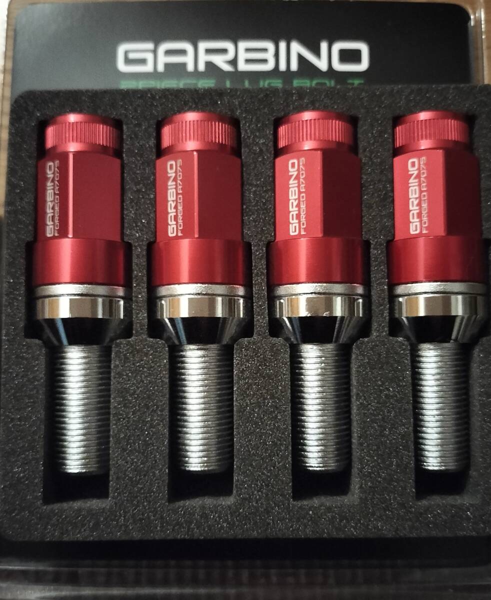 ガルビノ GARBINO BMW F30 2ピースラグボルト 4本 レッド 60° M14x1.25 28mm KYO-EI製