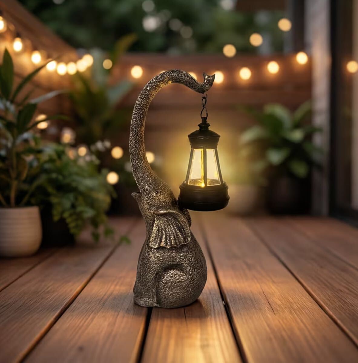 ■新品■ガーデンライト【599 ゾウ】【ぞう　象】ソーラー　LED　飾り　ライト　かわいい　光る　庭　玄関口　ガーデニング　ライトアップ