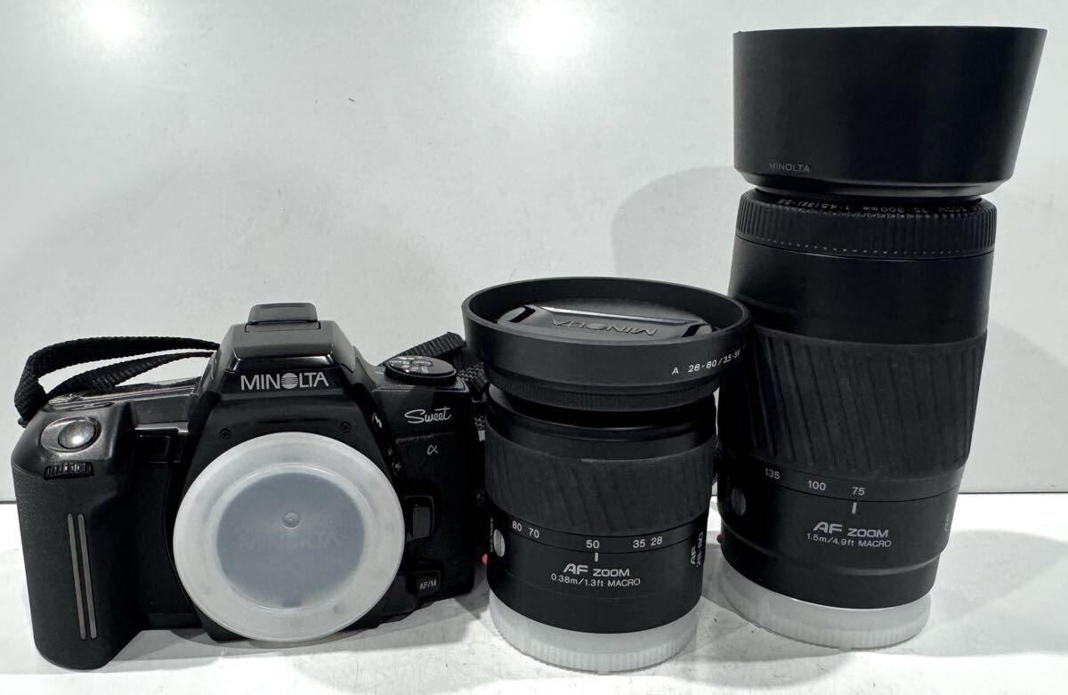 260104A☆ MINOLTA α Sweet フィルムカメラ AF ZOOM LENS 28-80mm 75-300mm 2本セット ♪配送方法＝おてがる配送宅急便(EAZY)♪