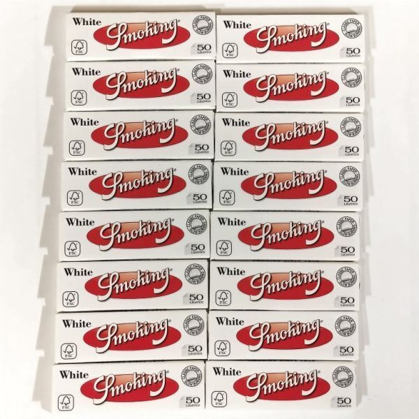 現品限り 未使用 スペイン Smoking WHITE ホワイト ペーパー ミディアム 50枚入 16個 手巻きタバコ 巻紙 スモーキング I1