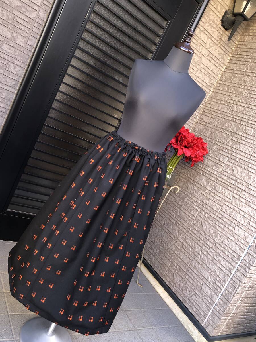 新品　ハンドメイド　着物リメイク・和服リメイク　ウール　フレアスカート・ロングスカート　送料230円　