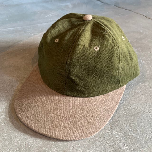 【Free】デッドストック YUPOONG コットンキャップ ツートーン オリーブ×ベージュ■ビンテージ アメリカ古着 90s スナップバック No.9