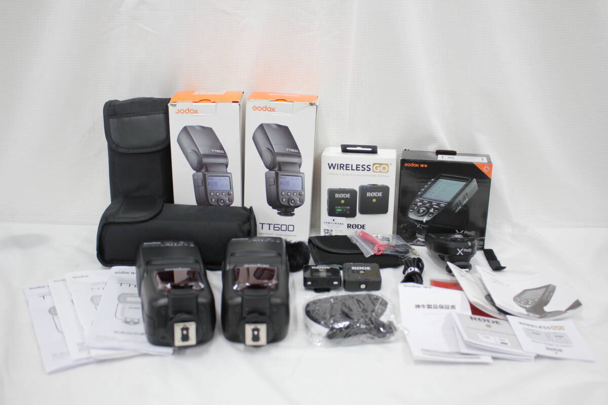 【返品保証】 【4点まとめ】Godox TT600 x2 ソフトケース 説明書付き X Pro 説明書付き RODE WIRELESS GO ソフトケース付き ストロボ e5398