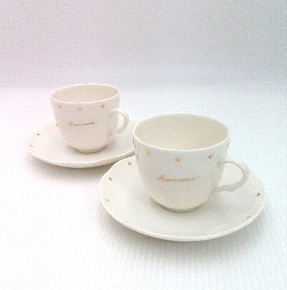 kansai fine china カップ＆ソーサー ペア 2客 コーヒーセット 箱入り未使用 金彩 ホワイト 桃山陶器 ファインチャイナ ティ 茶器 道楽札幌