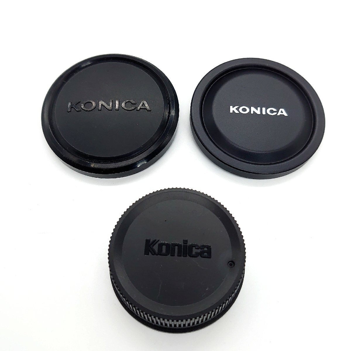 純正 KONICA コニカ レンズ カブセ式キャップ×2ヶ/リアキャップ HC-1×1ヶ　計3点 Mマウント 日本製 カメラアクセサリー【道楽札幌】