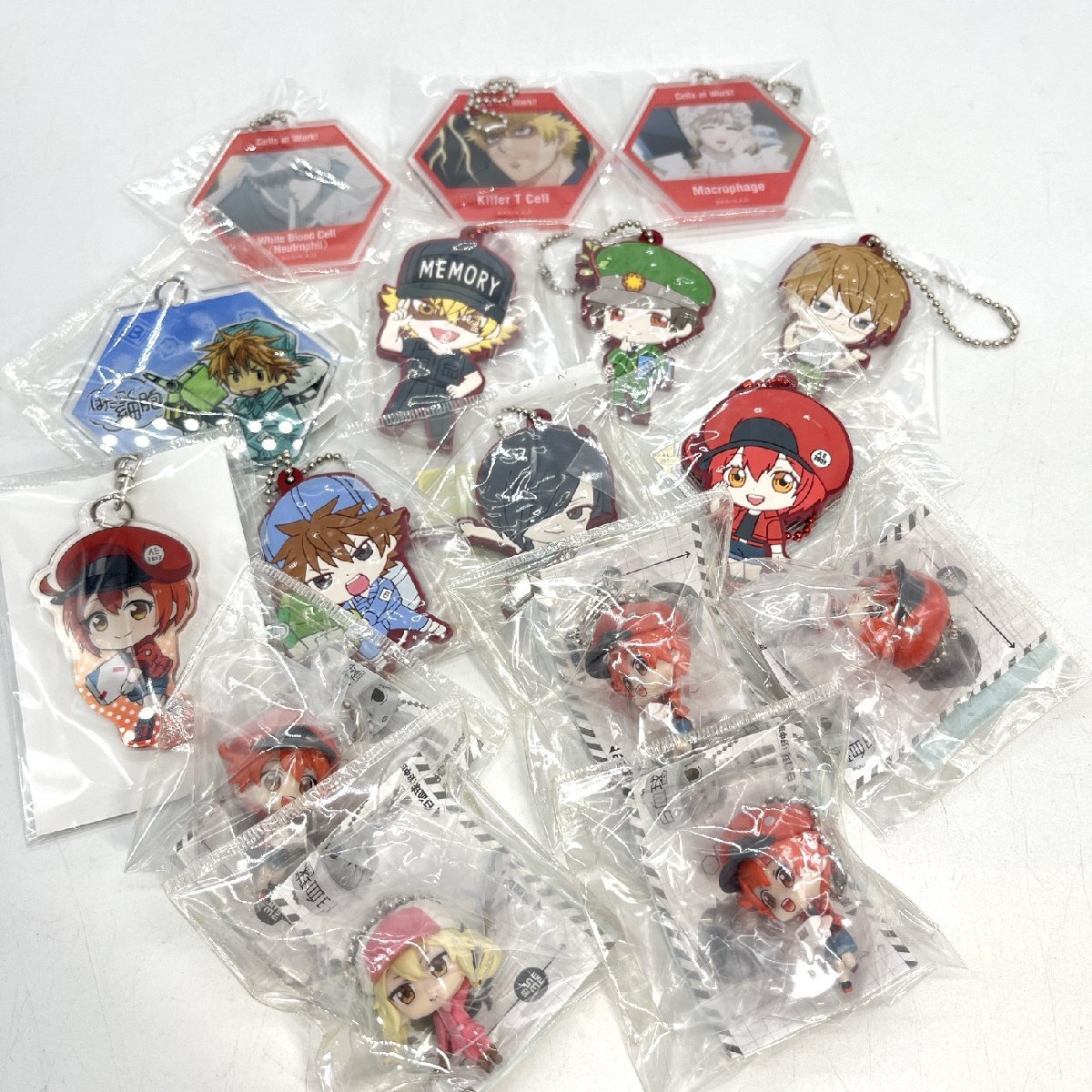 はたらく細胞 ストラップ フィギュア 16個まとめ ラバスト マスコット キーホルダー 白血球 赤血球 キラーT マクロファージ 【道楽札幌】