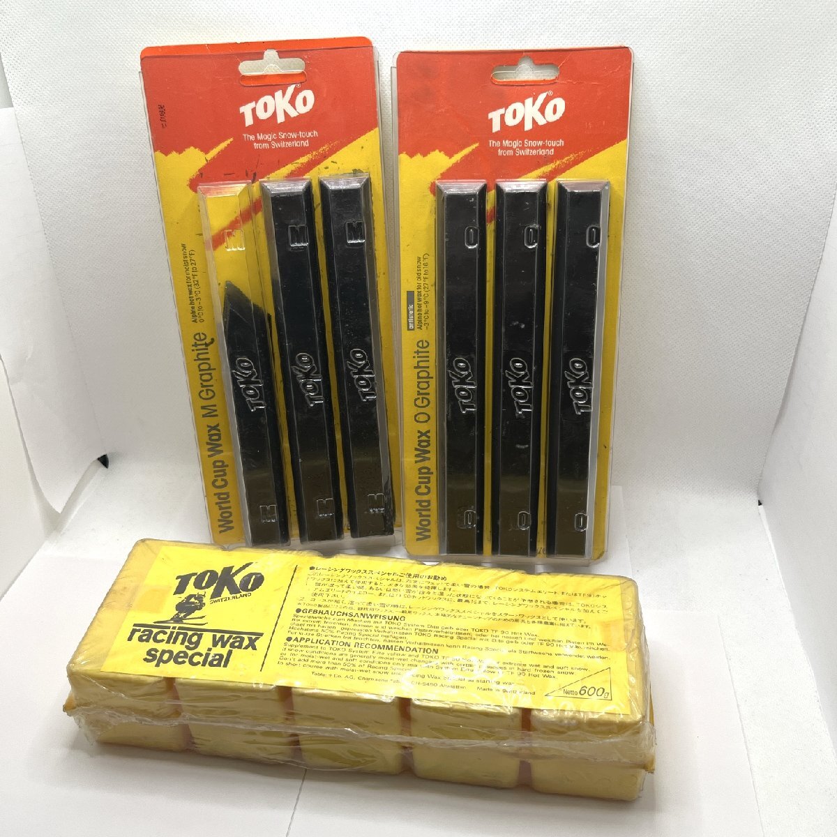 TOKO SKI WAX 3点まとめ トコ World Cup Wax M、O（graphite）約180g×2/racing wax special 600g 　固形ワックス 保管品 【道楽札幌】
