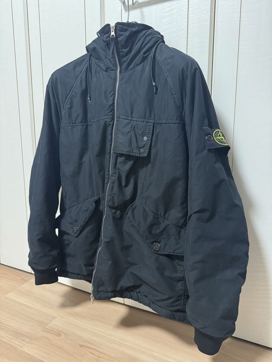 【極美品】Stone Island ストーンアイランド ガーメントダイ フリースライナー フーデッドジャケット 41131 黒 マットブラック　メンズ