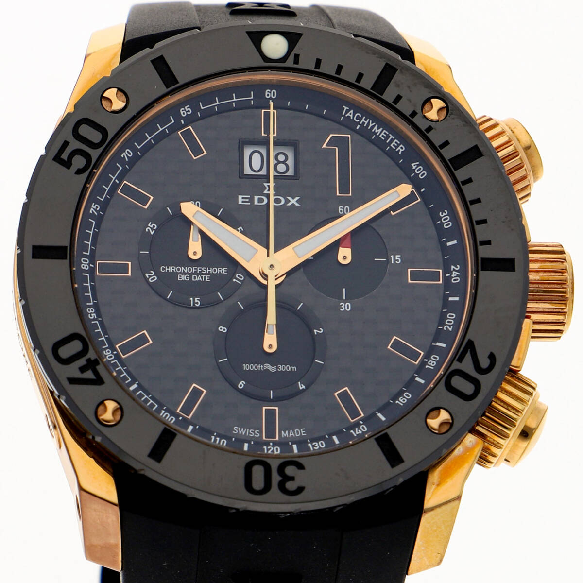 EDOX エドックス 10020 クロノオフショア1 ブラックダイヤル GP/ラバー クオーツ メンズ【132183】