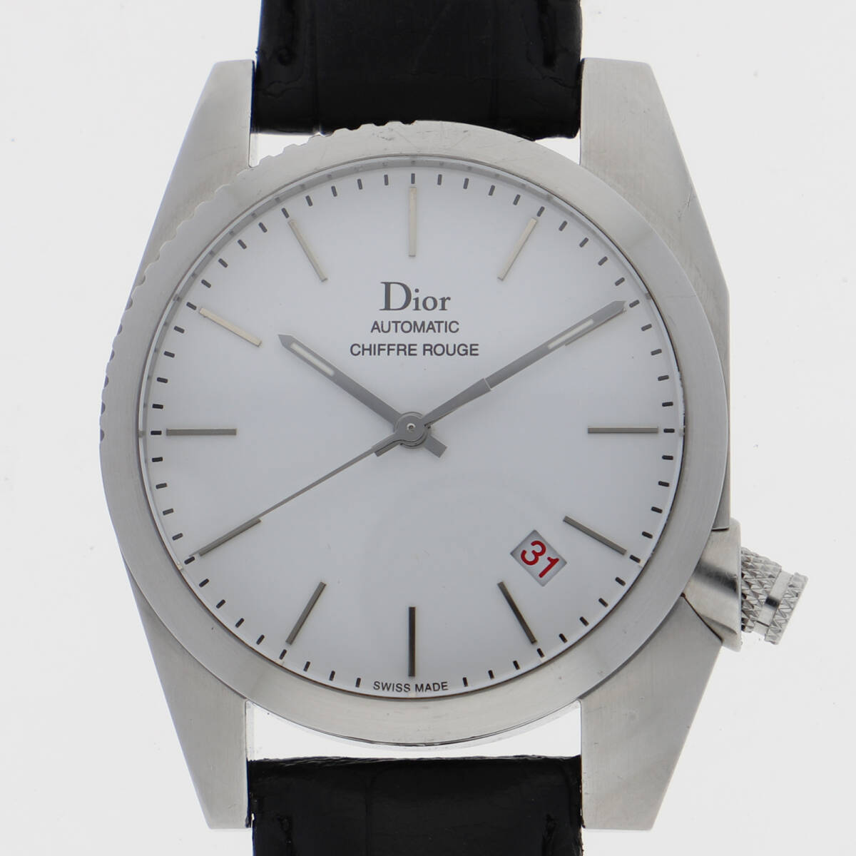 Dior ディオール A03 シフルルージュ ホワイトダイヤル SS/レザー 自動巻き メンズ【134458】
