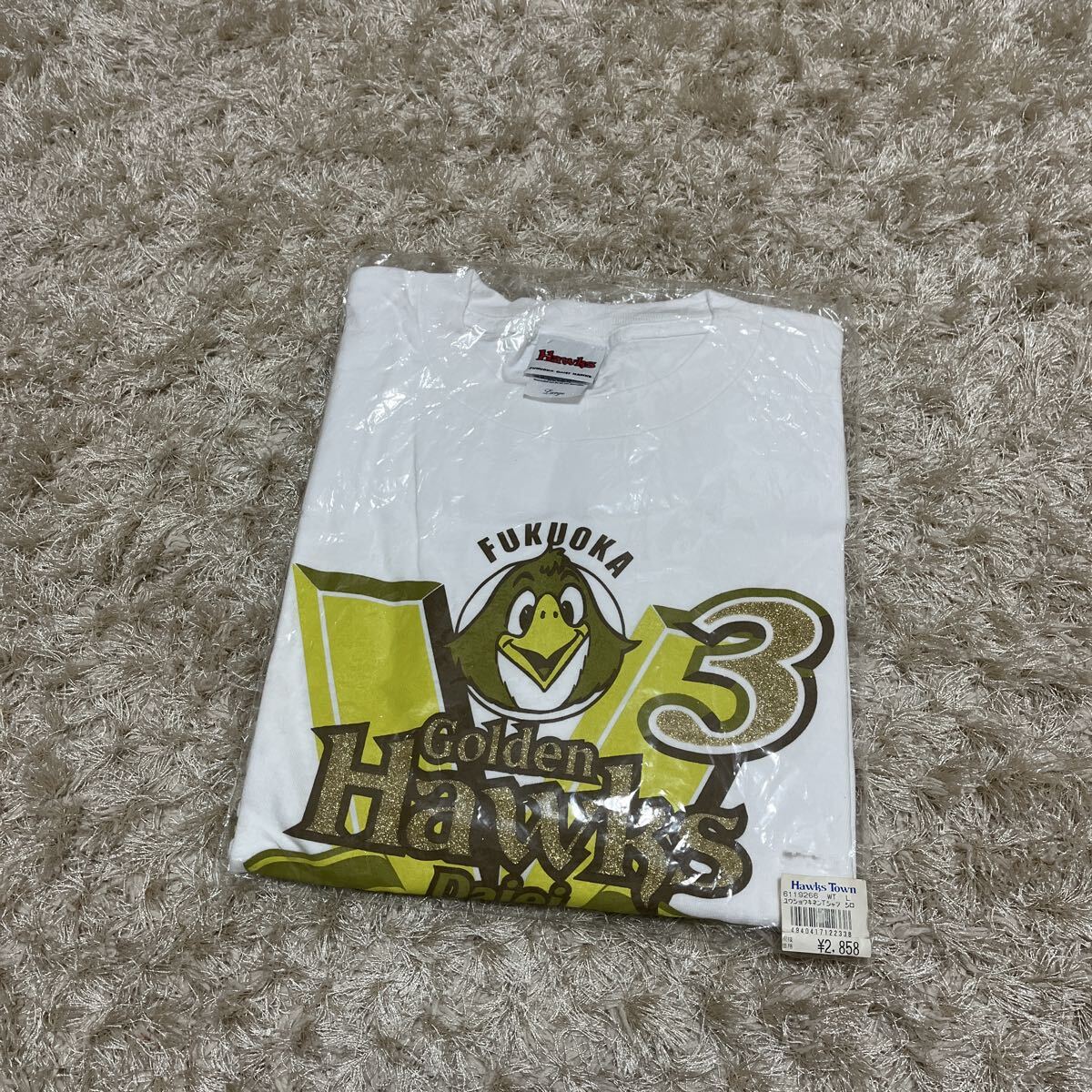 送料600円【新品未使用/未開封】超希少 激レア V3 福岡ダイエーホークス 優勝記念 Ｔシャツ Lサイズ ホワイト Hawks 野球 ソフトバンク