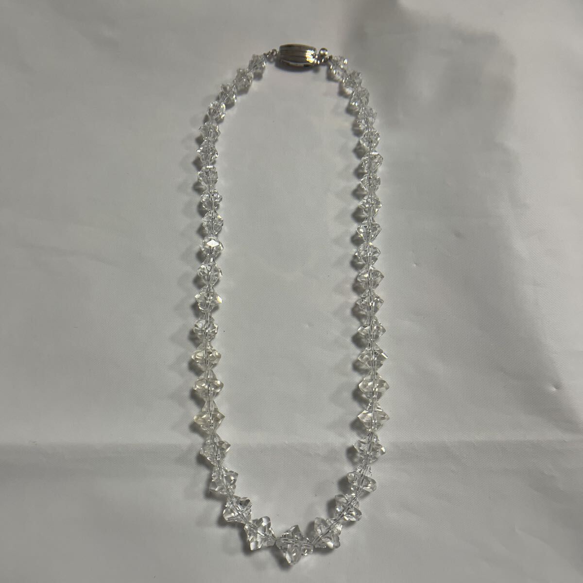 送料430円 【silver刻印】極美品 本水晶 クリスタル ネックレス アクセサリー