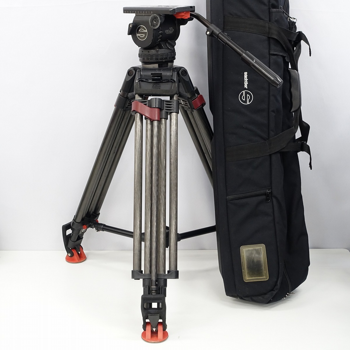 Sachtler VIDEO20P ENG2CF HD 5390 カーボン三段三脚 100mmボールヘッド CP ミッドスプレッダー 動作品 *442947