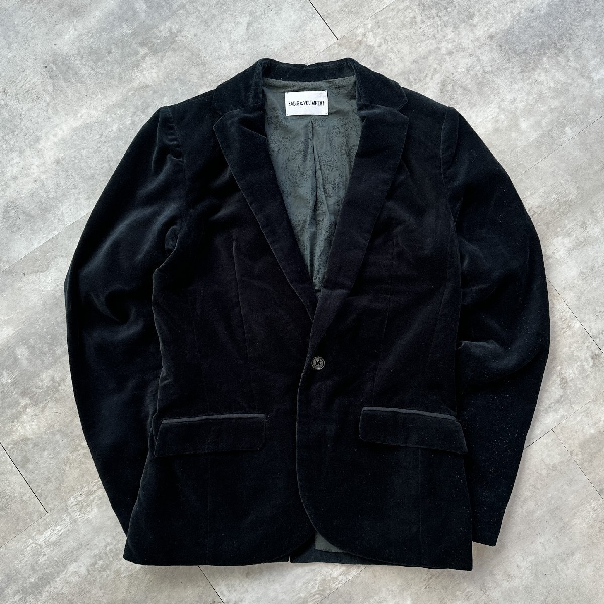 ZADIG&VOLTAIRE◆テーラードジャケット ザディクエボルテール ブラック系 ベロア シングル フラップポケット レディース サイズ 38 6