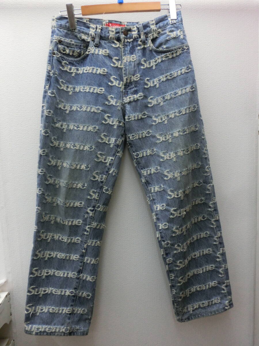 it/592564/2601/Supreme シュプリーム Frayed Logos デニム/総柄　インディゴ/サイズ30