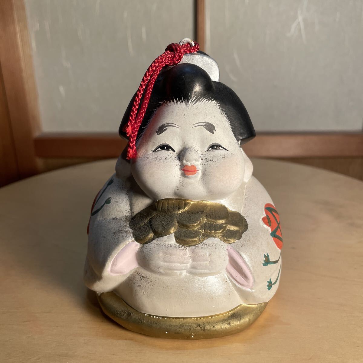 土鈴 お福さん お多福 おたふく人形 縁起物 置物 小判