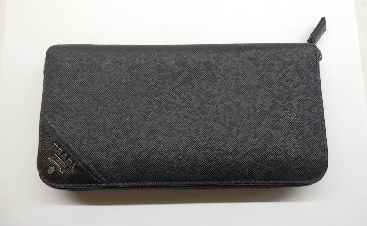 172H102A◆PRADA プラダ 長財布 2ML317 サフィアーノ ラウンドファスナー ※RFID・ICチップ内蔵 中古