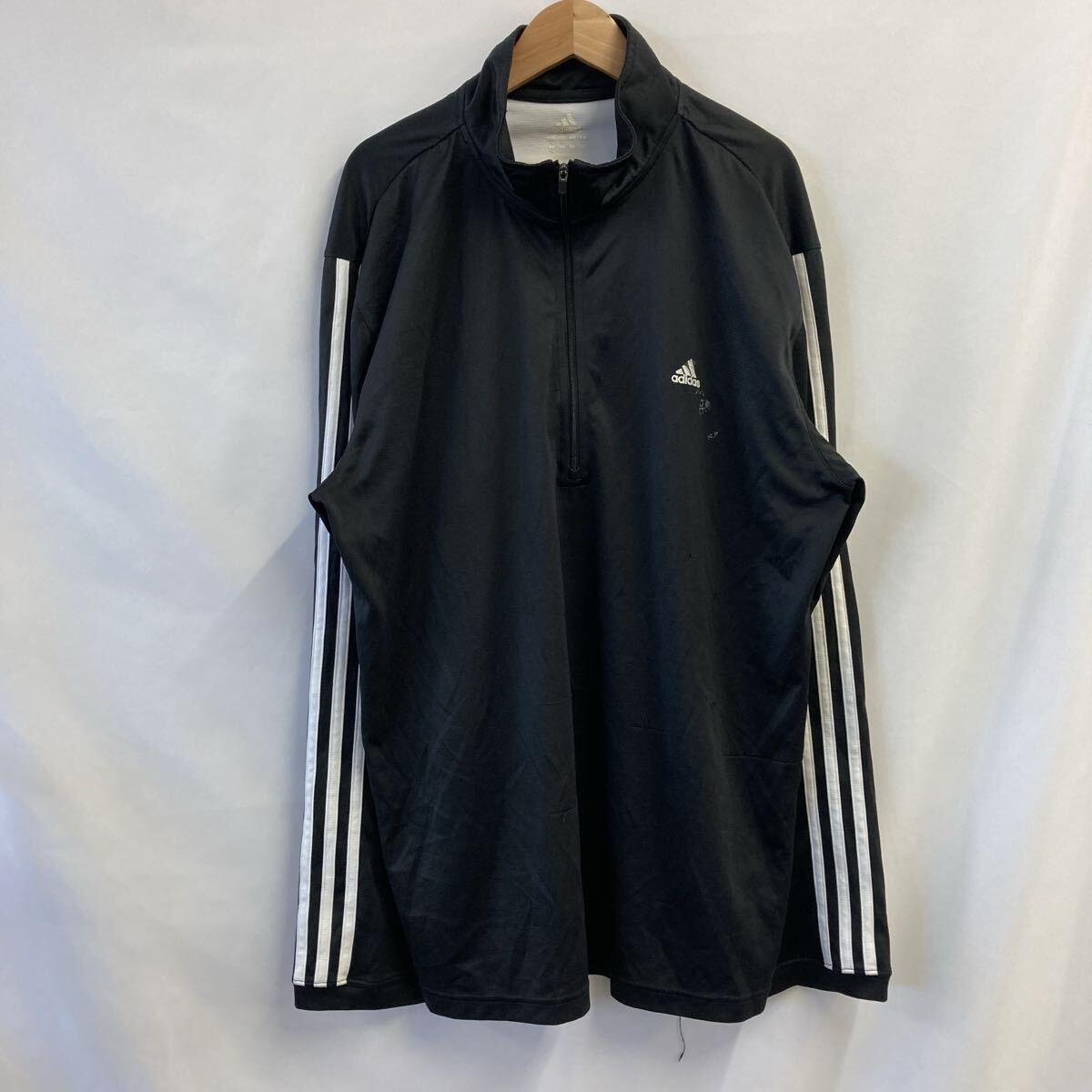 ★大特価★【1000円スタート】 adidas アディダス スポーツウェア トレーナー ハーフジップ ブラック サイズ4XO 長袖【20260114-07】