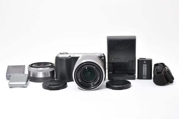動作確認済 Sony NEX-C3 18-55mm F3.5-5.6 OSS 16mm F2.8 ダブルレンズキット ミラーレス一眼 デジタルカメラ ソニー E Mount APS-C #6568