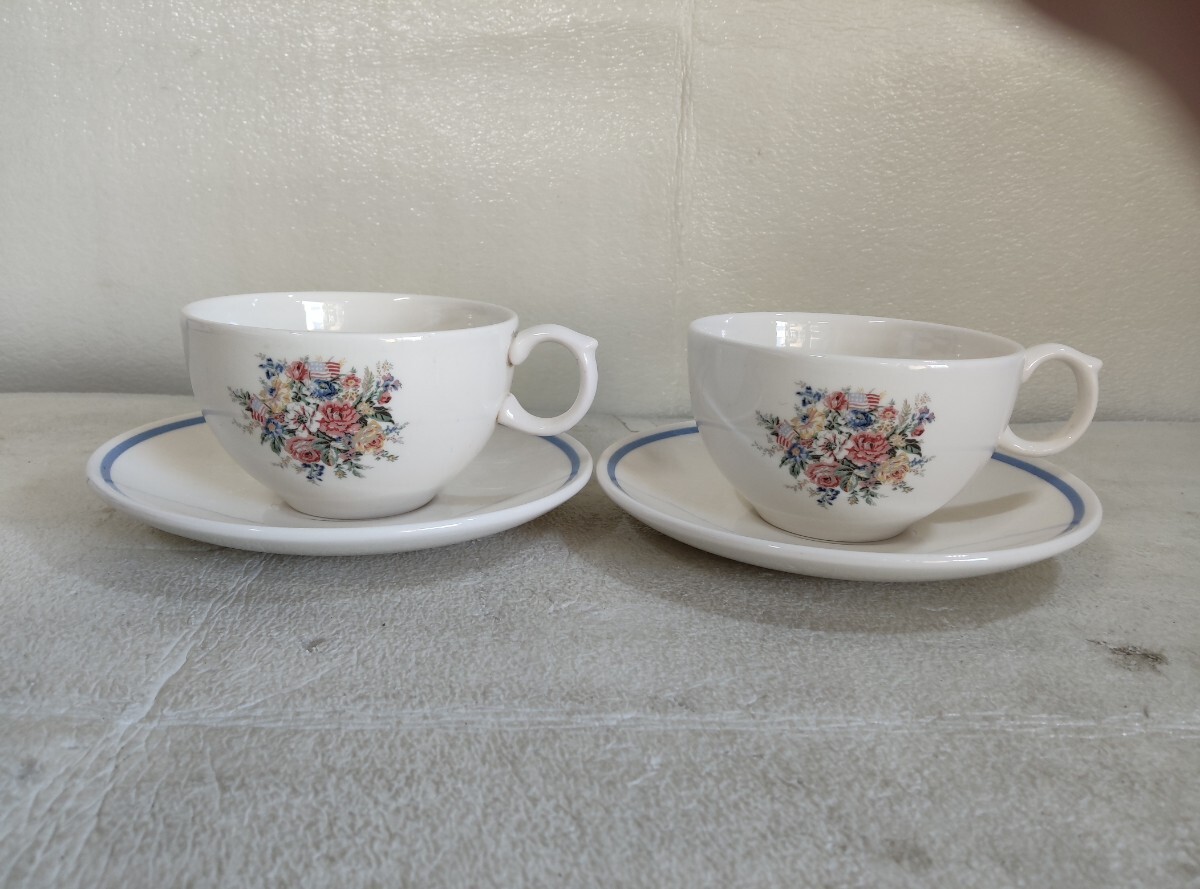 ラルフローレン ウエッジウッド ディランズグローブ ペアカップ&ソーサー ペアセット　Ralph Lauren WEDGWOOD 現状品