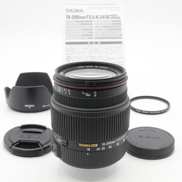 【美品】 SIGMA シグマ 18-200mm f3.5-6.3 Ⅱ DC OS HSM シグマ用SAマウント フィルター、フード、使用説明書、付き 99015