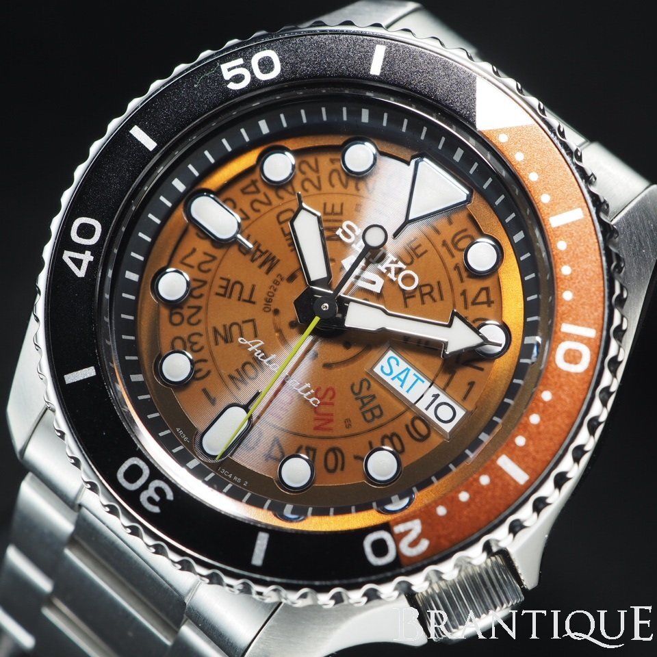◆美品/希少◆ SEIKO セイコー SS 4R36-13N0 5スポーツ 自動巻き タイムソナー 復刻モデル 海外モデル スケルトン メンズ 腕時計 「28438」