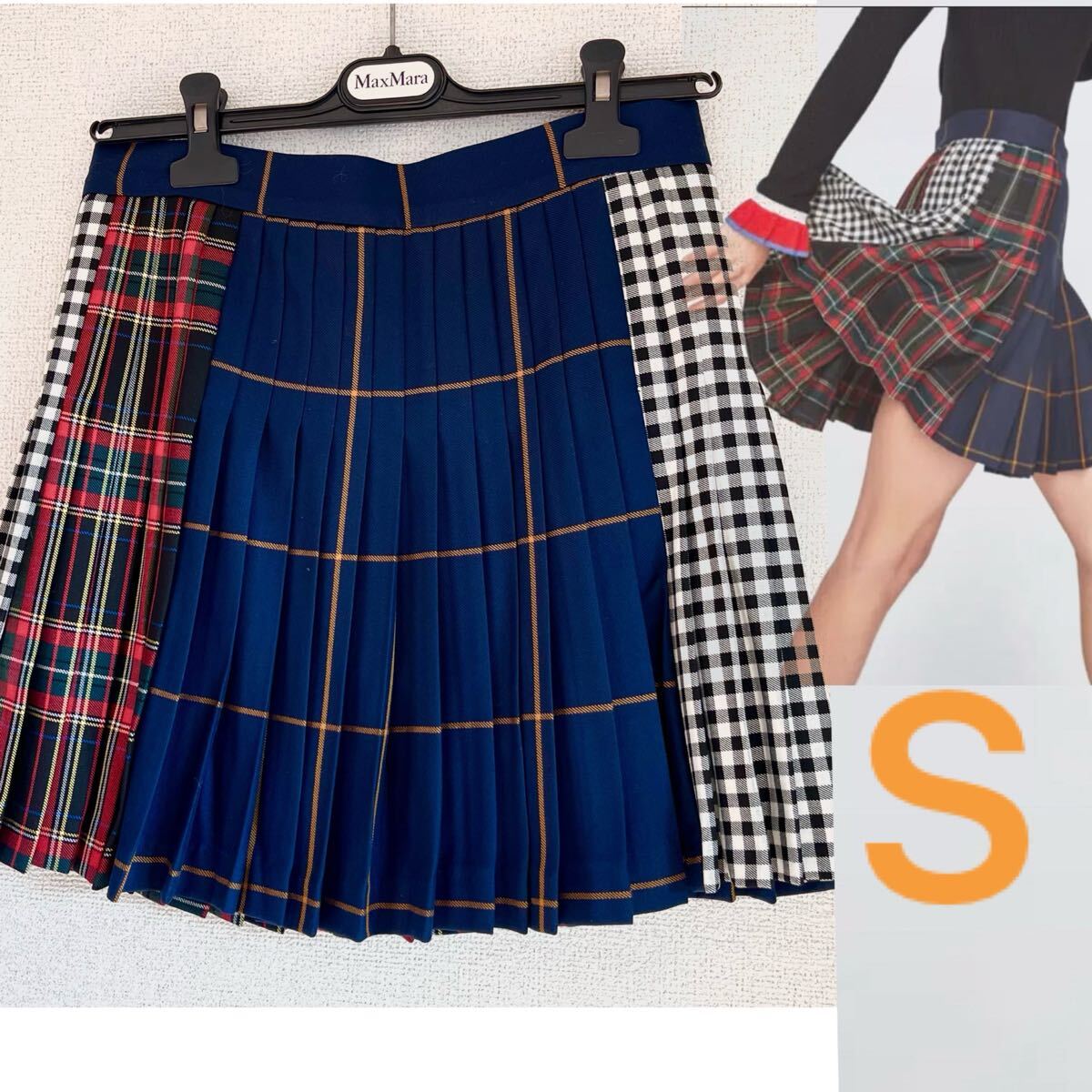 【新品未使用】人気◆ZARA チェック柄ミニスカート 完売品　S ゴルフウェア プリーツスカート 制服