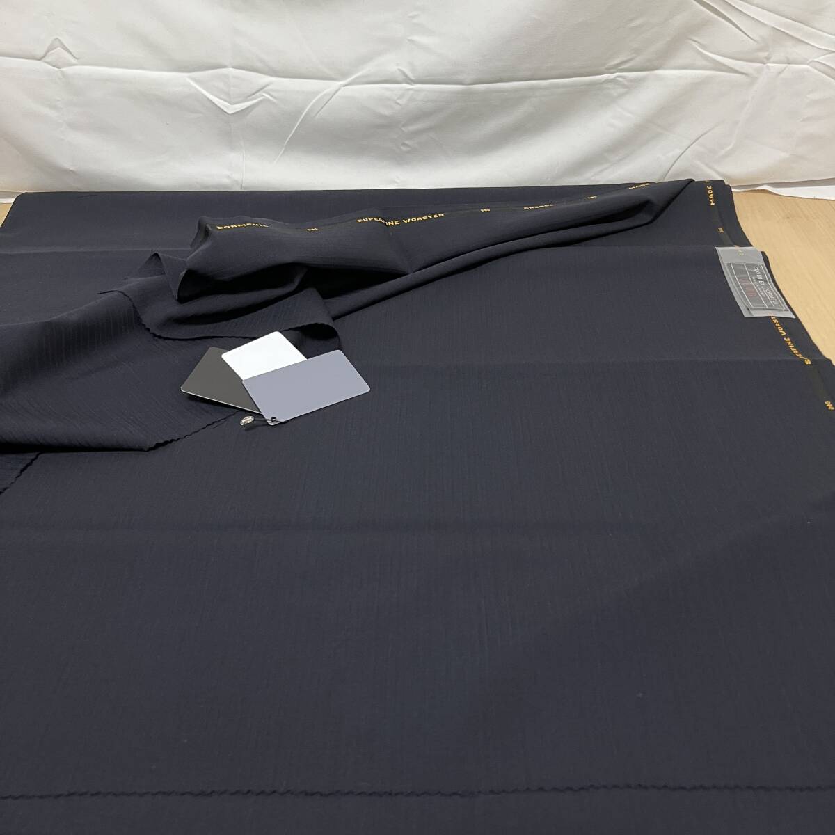 仕立て屋閉店品 英国 スーツ生地　ドーメル dormeuil CRESCO ネイビー縞 服地 布地 ビンテージデッドストック 現状品 管理698-I30