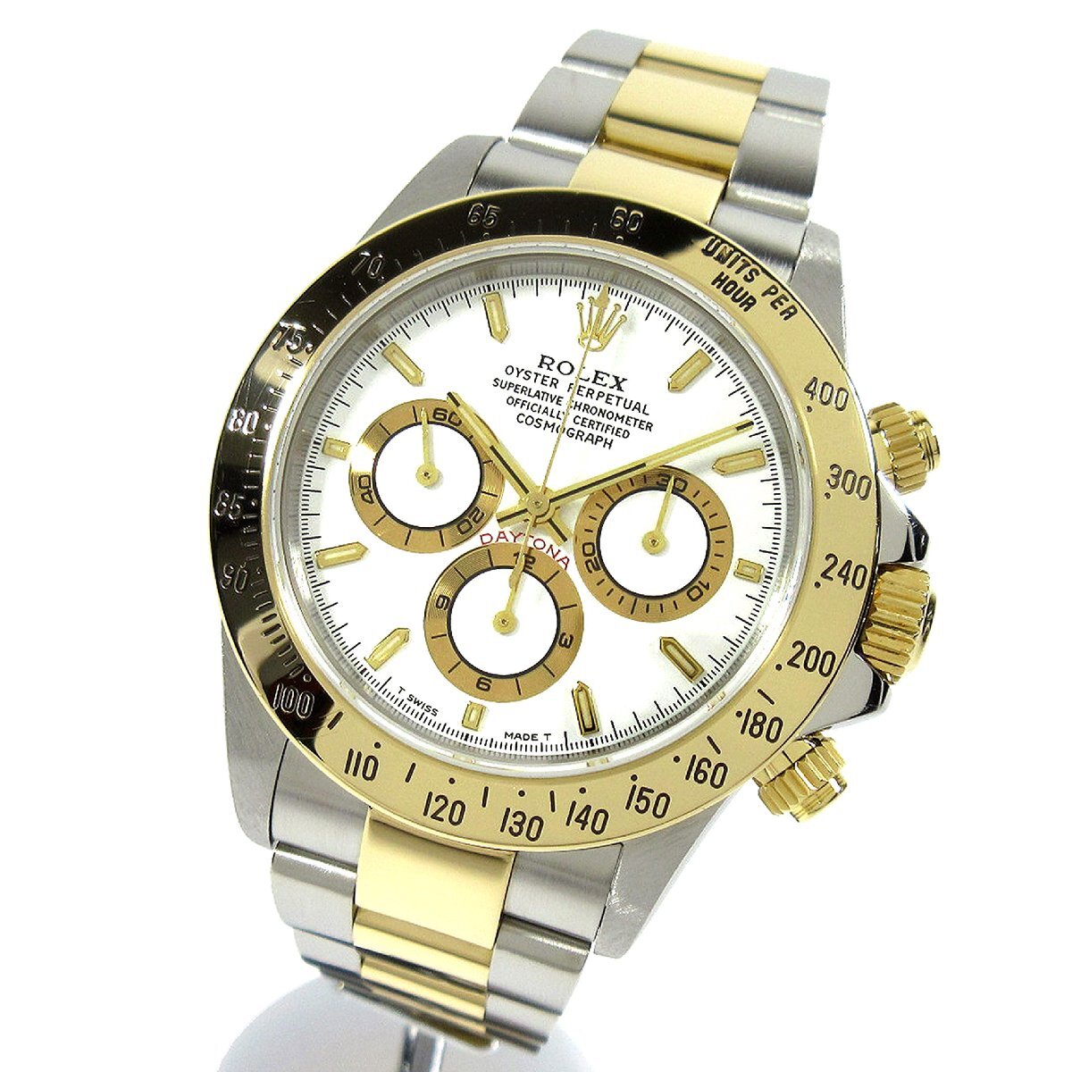ロレックス 16523 デイトナ ホワイト文字盤 トリチノバ メンズ 自動巻 時計 SS YG A1番 1999年製 エルプリメロ R116
