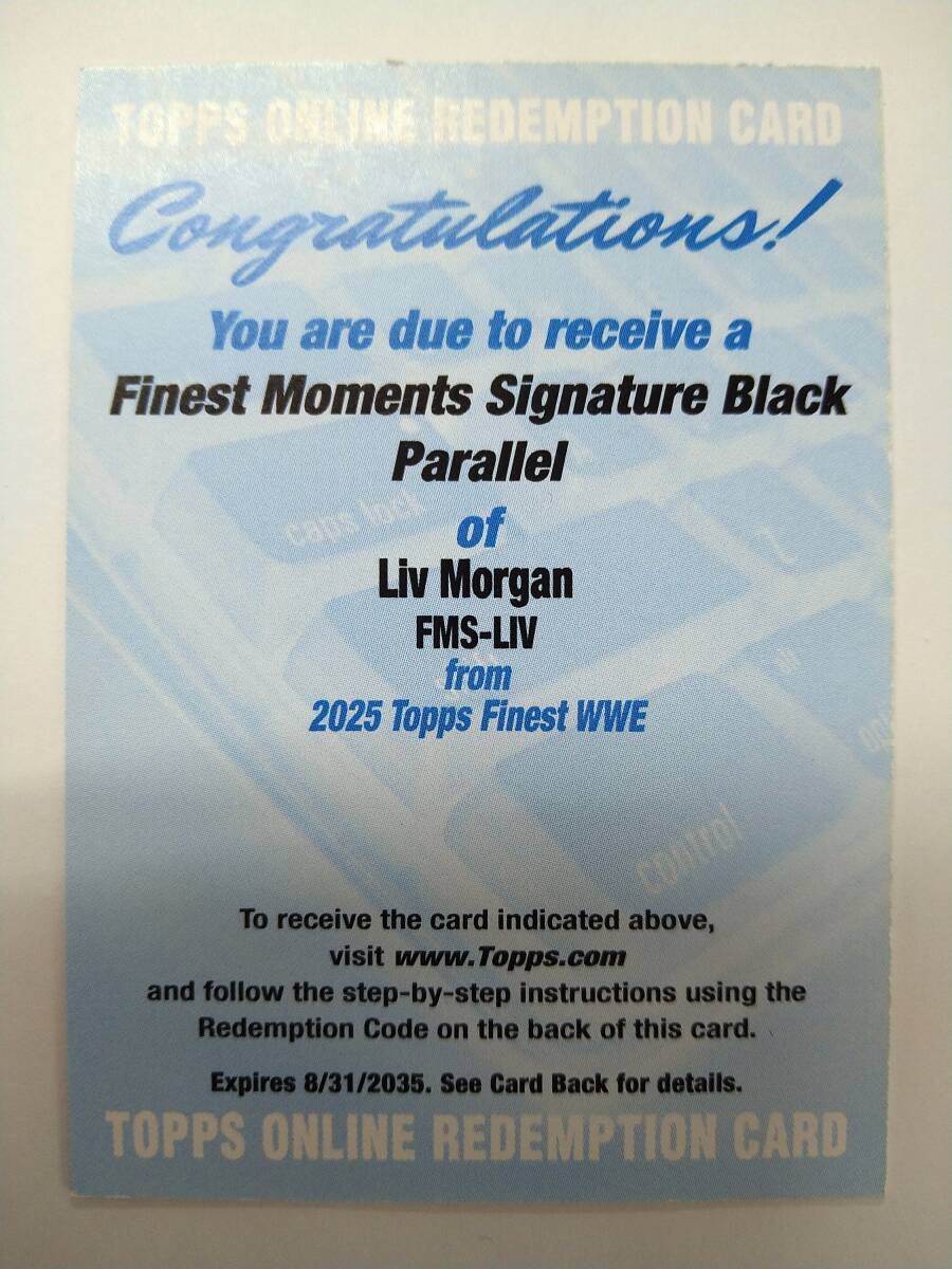 値下げ TOPPS 2025 WWE FINEST FMS LIV MORGAN FINEST MOMENTS SIGNATURE BLACK /25 REDEMPTION 特価即決 リヴ モーガン 直筆サイン AUTO