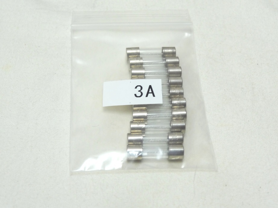 ガラス管ヒューズ ミニチュア　3A　5φ20ｍｍ　10本セット