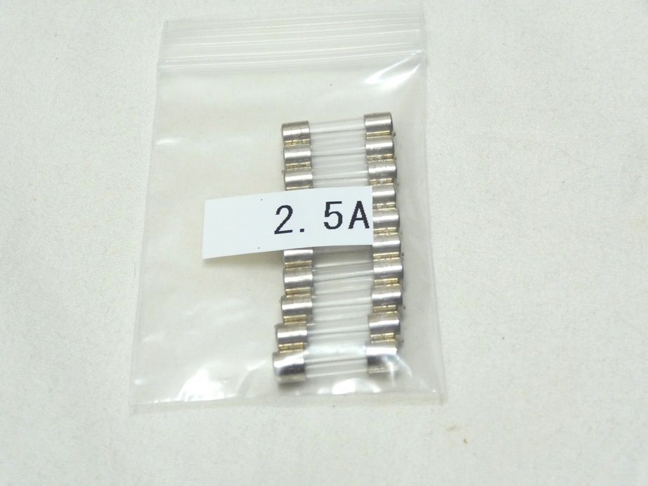 ガラス管ヒューズ ミニチュア　2.5A　5φ20ｍｍ　10本セット