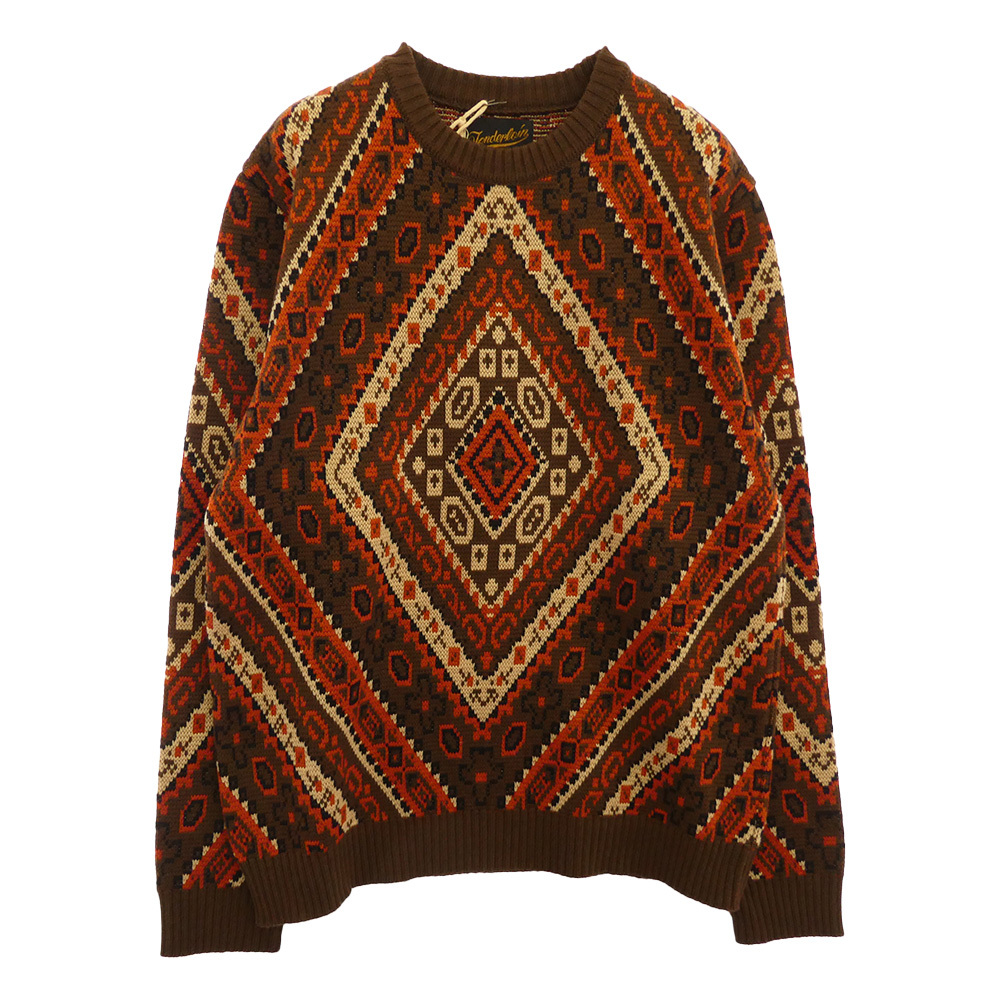 TENDERLOIN テンダーロイン 13SS T-SWEATER G 総柄 ニット セーター ブラウン ブラウン系 M【極上美品】【中古】