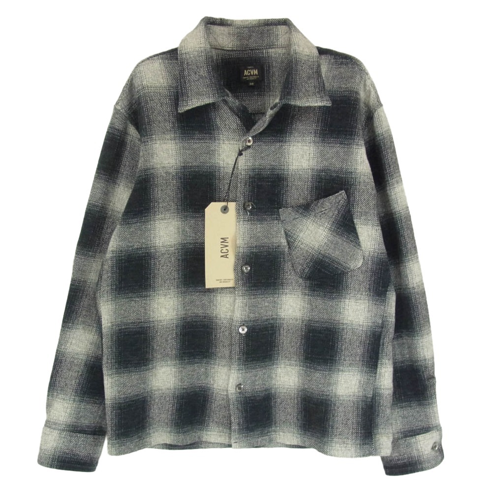 ADDICT CLOTHES アディクトクローズ ACV-SH02COM ACVM エーシーブイエム オンブレ チェック オープン カラー シャツ ブラック系 38【中古】