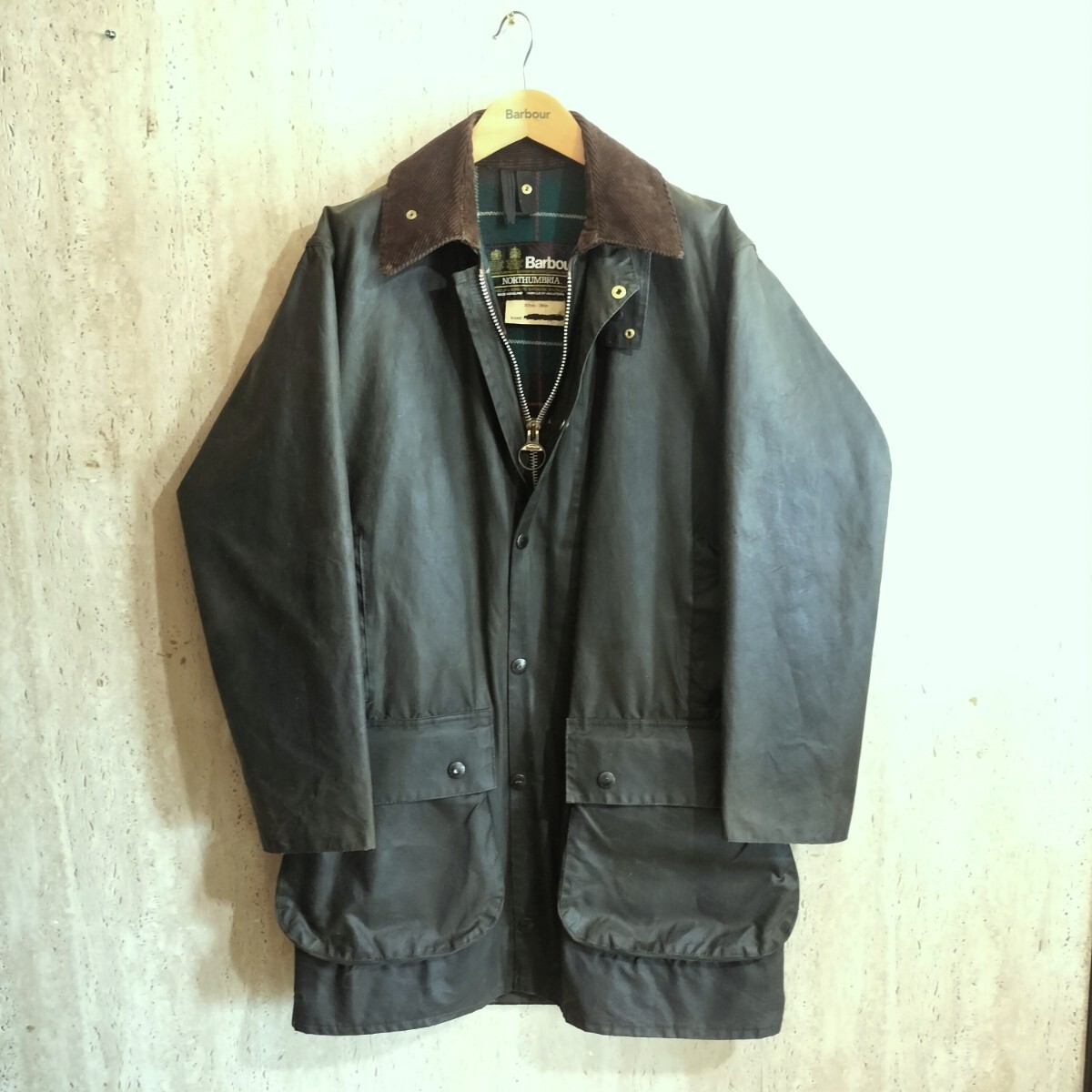 80s BARBOUR northumbria c38　セージ　1985-1986　2ワラント ビンテージ　バブアー　ノーザンブリア　 2クラウン