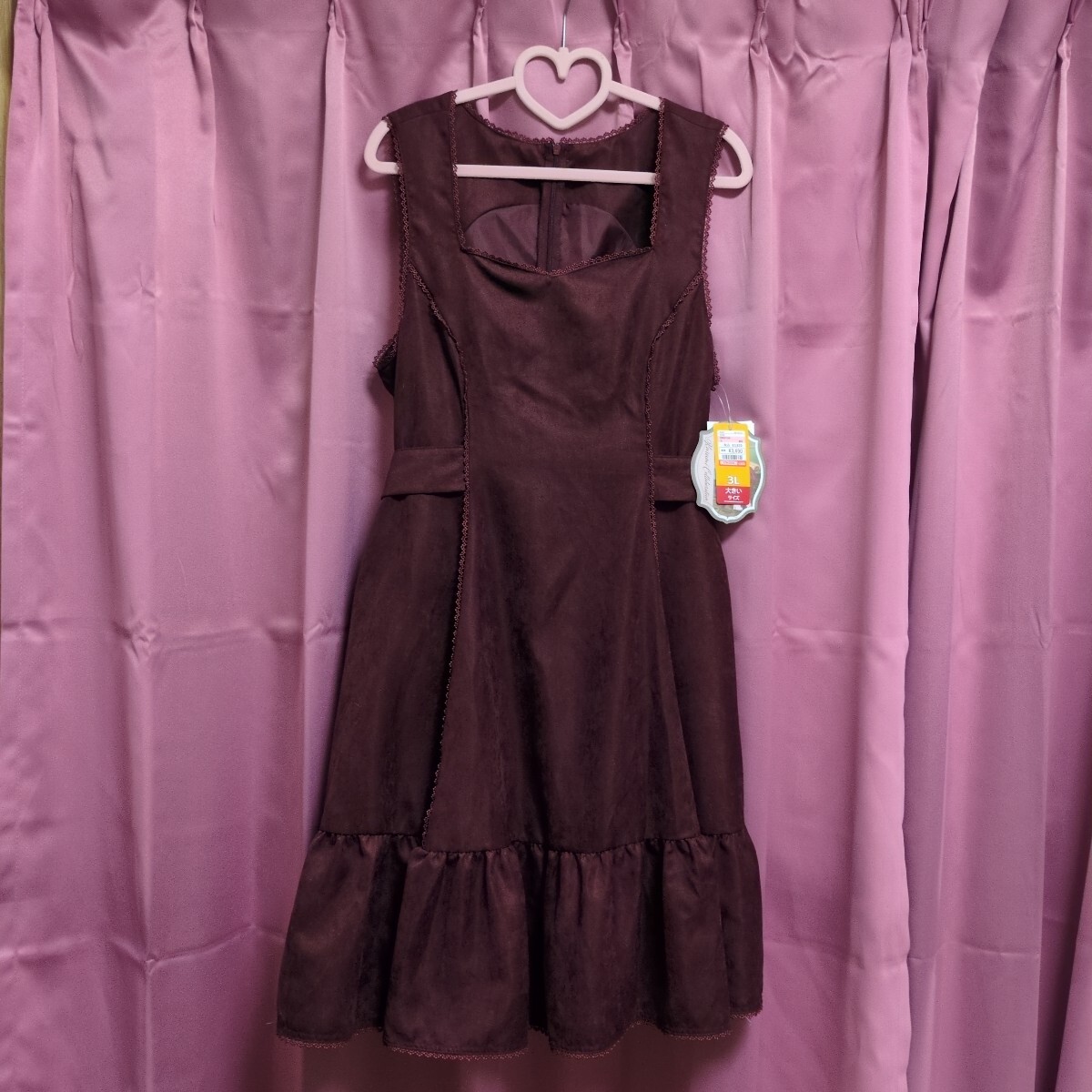 ◎くる実★ノエル・ド・メモワール ジャンパースカート 3L サイズ ワインレッド 赤 しまむら 洋服