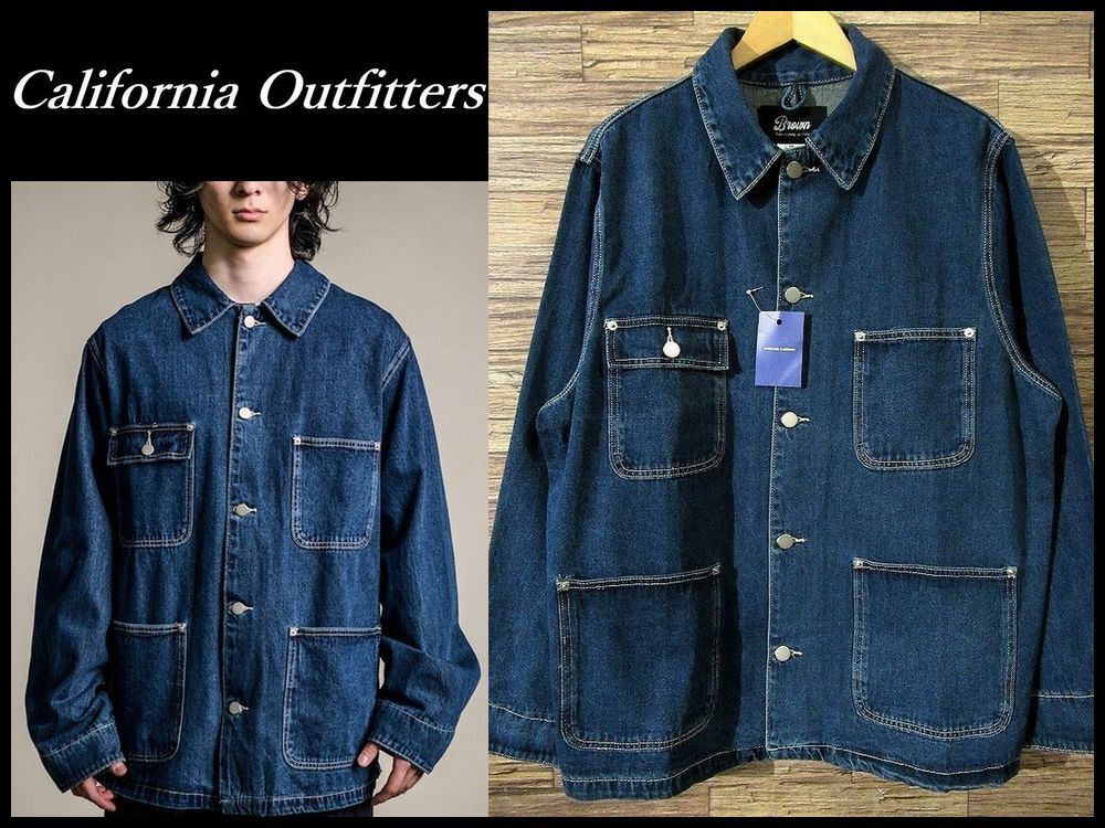 送無 未使用タグ付 定価29,480円 California Outfitters カリフォルニアアウトフィッターズ 4D50 デニム カバーオール ワーク ジャケット M