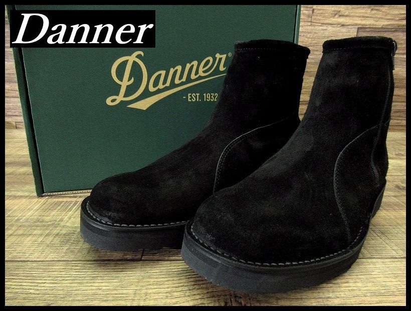 送無 希少 廃盤 新品 Danner ダナー D919760 WORK FORCE TNJ 天然皮革 スエード レザー サイドジップ アンクル丈 ワーク ブーツ 黒 26.5 ①