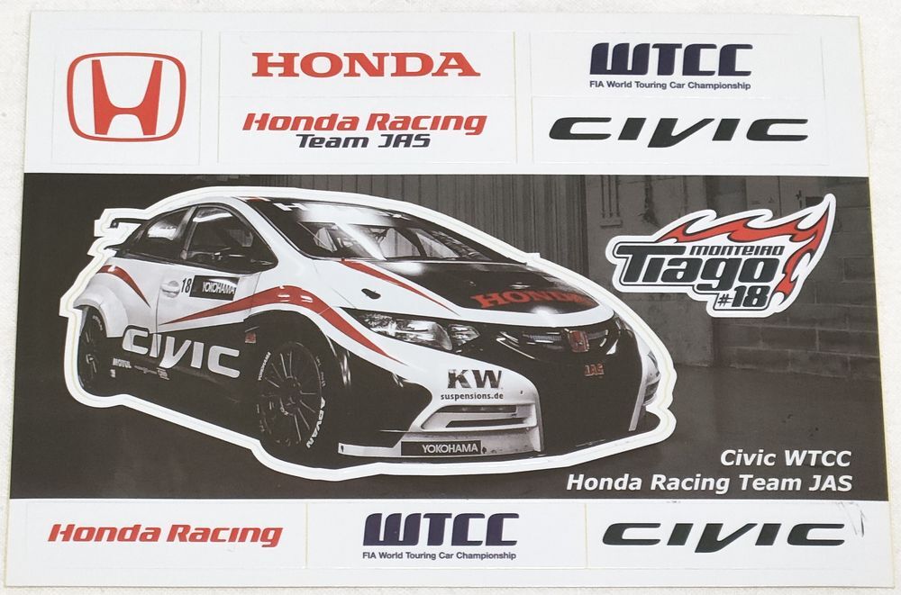 ステッカー　WTCC 2012　HONDA CIVIC WTCC　Tiago Monteiro　JAS　FN2　ホンダ・シビック　ティアゴ・モンテイロ　