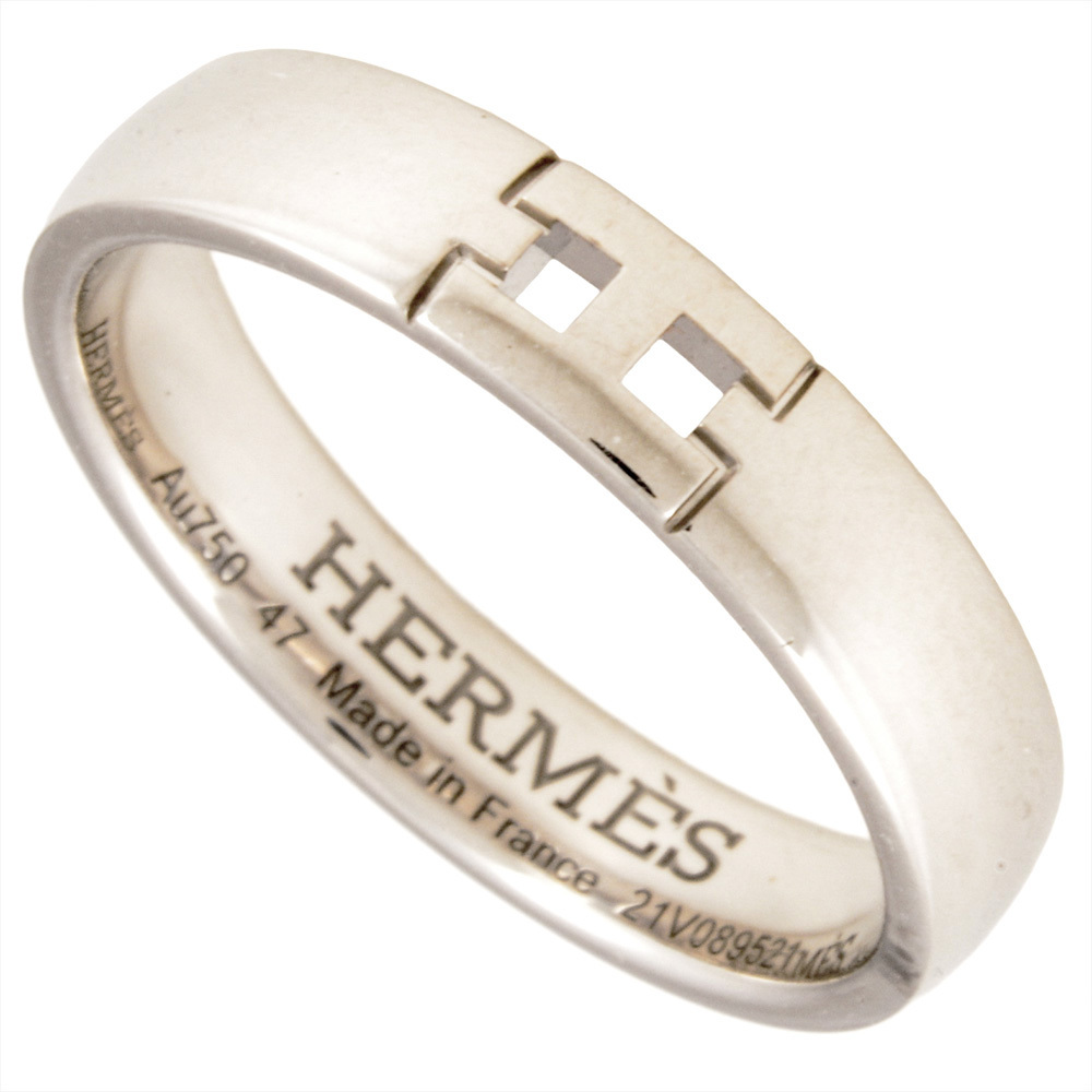 エルメス HERMES エヴァー ヘラクレス リング 指輪 #47 K18WG 3.2g ホワイトゴールド レディース