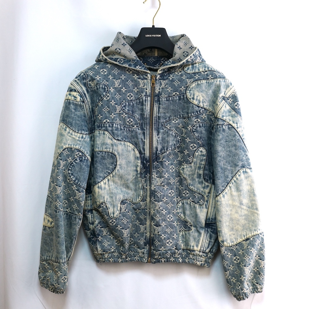 LOUIS VUITTON ルイヴィトン NIGO ニゴー デニム パッチワーク モノグラム フーディ ジャケット ブルゾン ライトデニム 46サイズ