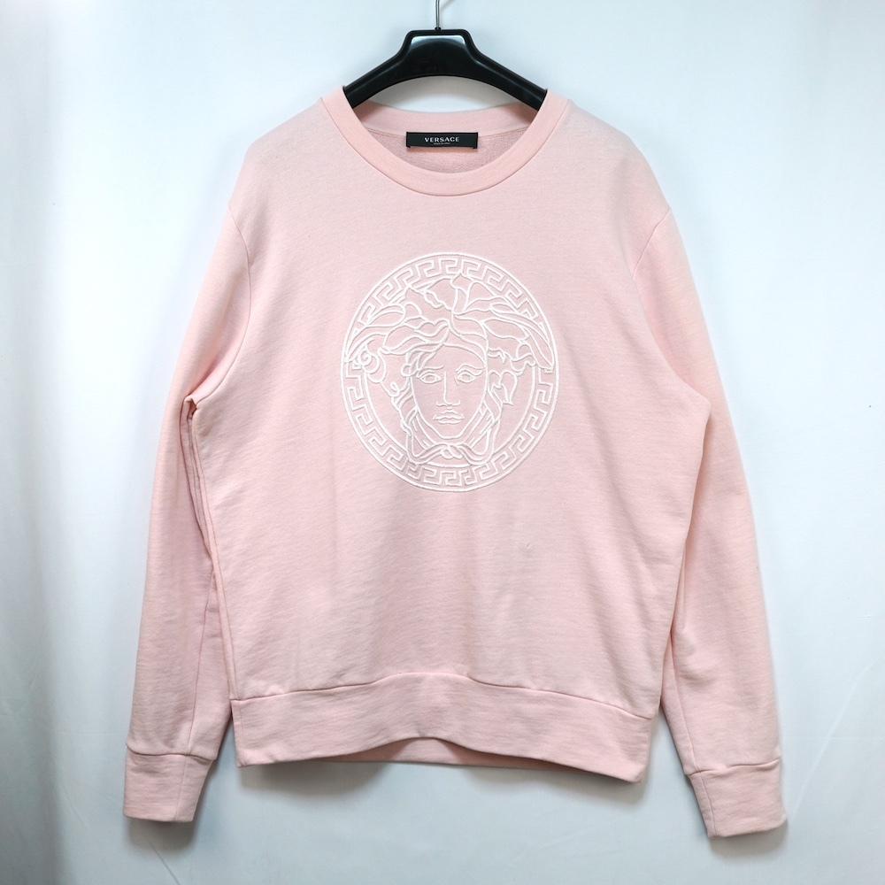 VERSACE ベルサーチ キッズ ガールズ メデューサ エンブロイダリー クルーネック スウェット トップス ピンク 40(165/88A) 04E42A924B6C80