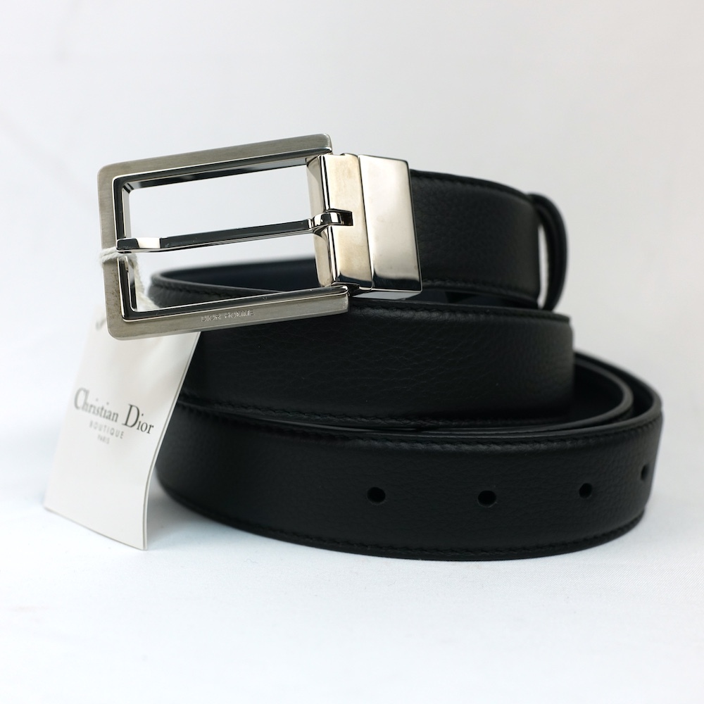 DIOR HOMME ディオール オム グレインド カーフ リバーシブル ベルト ブラック ネイビー 154PUTABH965