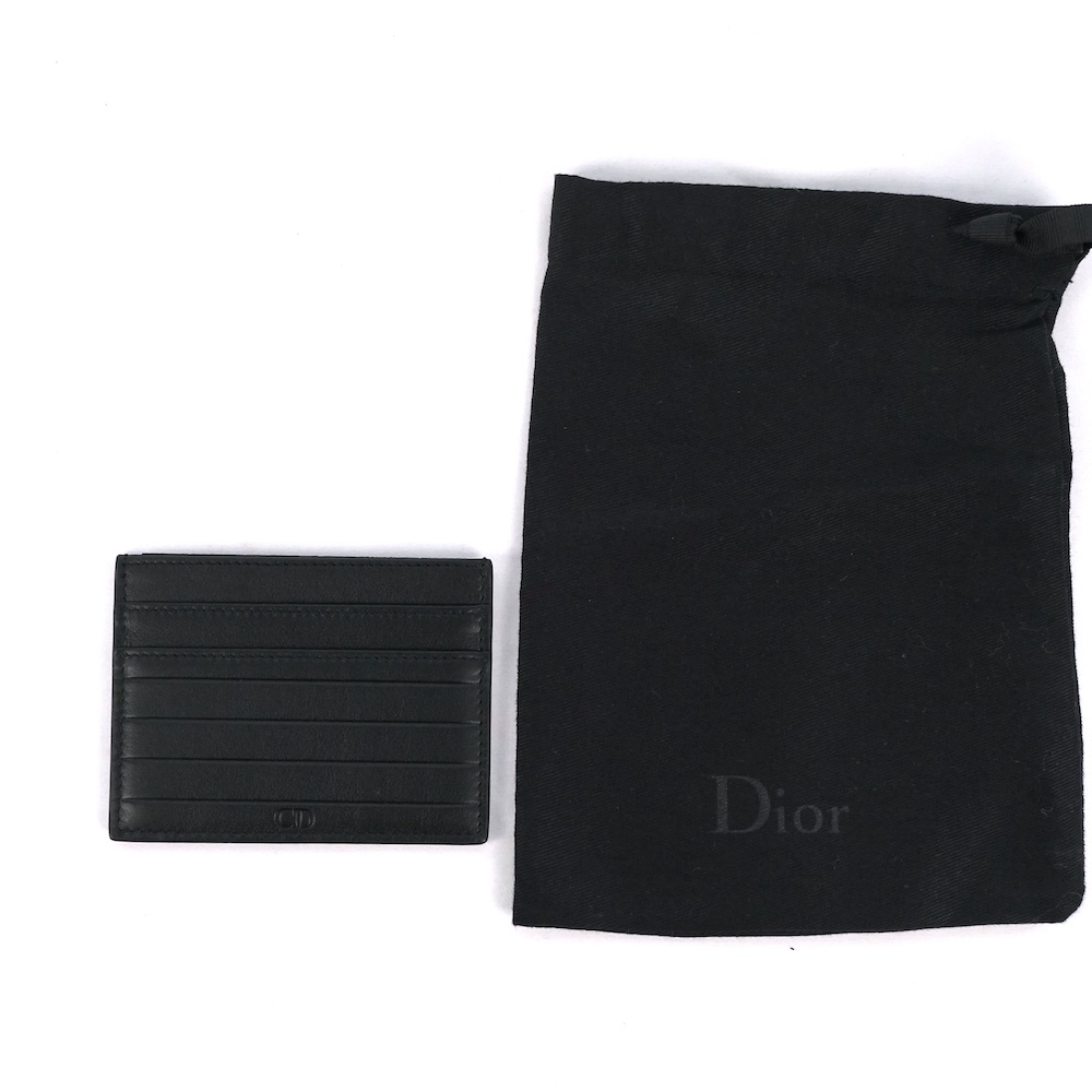 DIOR HOMME ディオールオム レザー カードケース ボーダーデザイン ブラック ４枚ポケット 10‐BO-0117