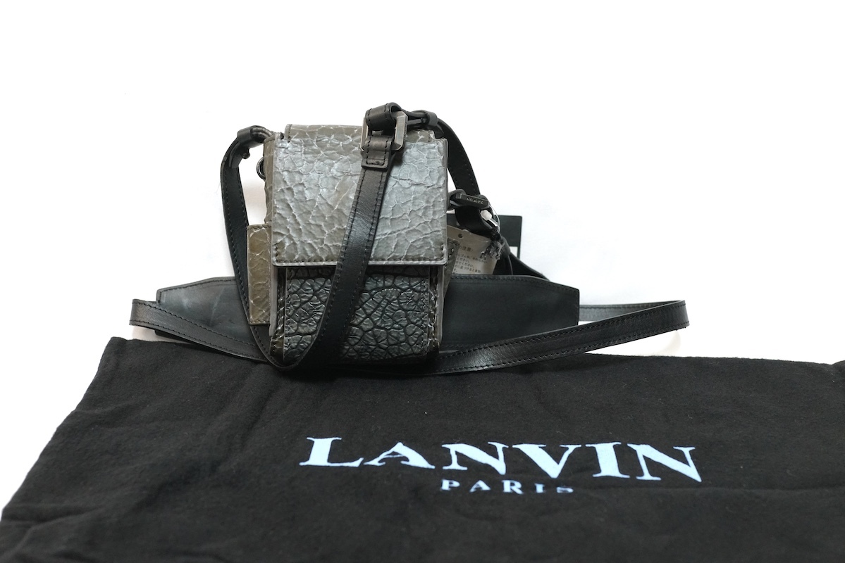LANVIN ランバン シガレット ケース MULTIFONCTION CASE IN FANCY マルチファンクション ケース ファンシーカーフスキン オリーブグリーン